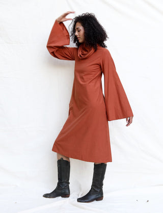 Bell Sleeve Chunky Cowl Ojai Below Knee Dress