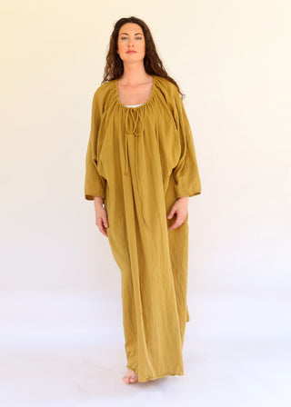 Drawstring Collar Bumble Bee Long Kaftan