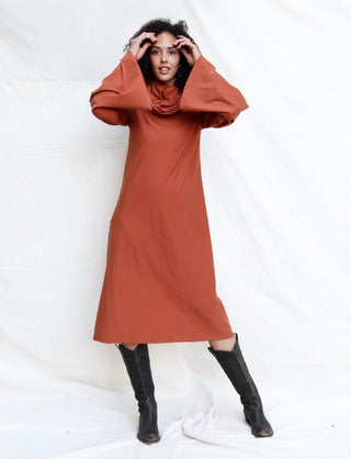 Bell Sleeve Chunky Cowl Ojai Below Knee Dress