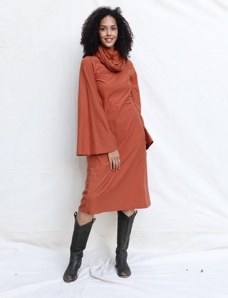 Bell Sleeve Chunky Cowl Ojai Below Knee Dress