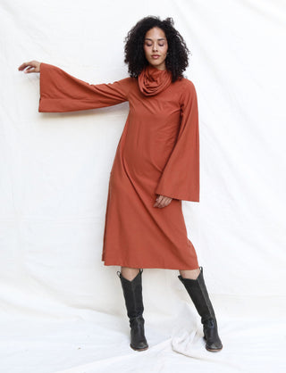 Bell Sleeve Chunky Cowl Ojai Below Knee Dress