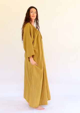 Drawstring Collar Bumble Bee Long Kaftan