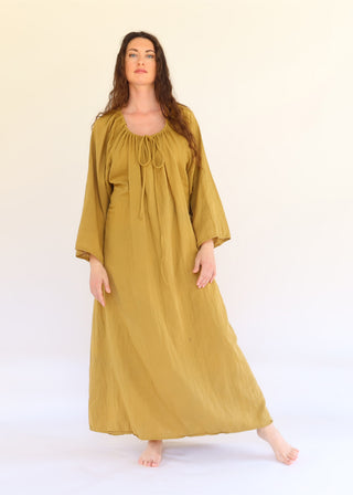 Drawstring Collar Bumble Bee Long Kaftan