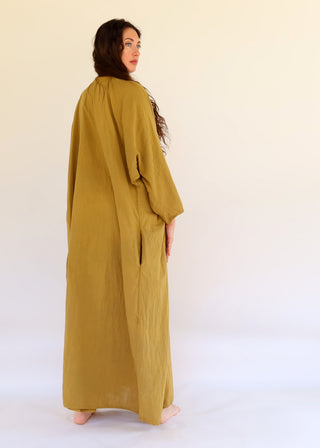 Drawstring Collar Bumble Bee Long Kaftan