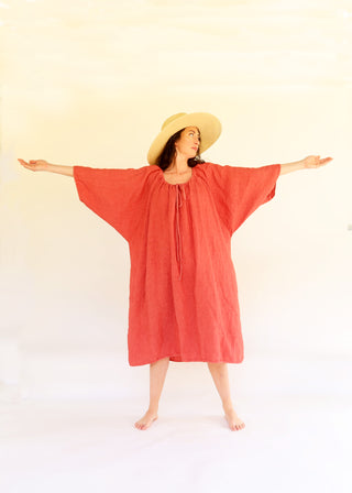 Drawstring Collar Bumble Bee Below Knee Kaftan