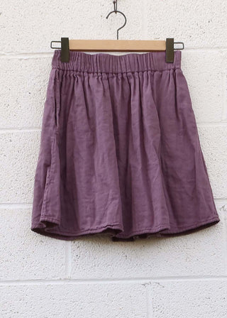 SALE - Mimosa Short Skirt / M / Shiitake / Organic Double Gauze (125)