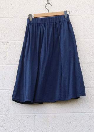 SALE - Mimosa Below Knee Skirt / M / Sapphire / Organic Double Gauze (135)