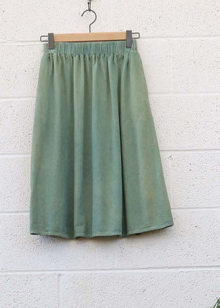 SALE - Mimosa Below Knee Skirt / Sage / XS / Raw Silk (144)