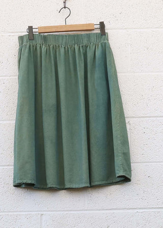 SALE - Mimosa Below Knee Skirt / Sage / 3XL / Raw Silk (145)
