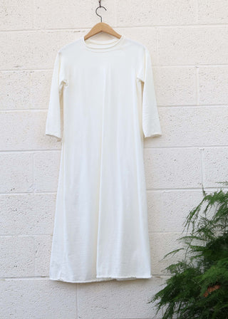 SALE - Crew Raglan Sleeve Ojai Below Knee Dress / Natural / S / Organic Cotton (151)