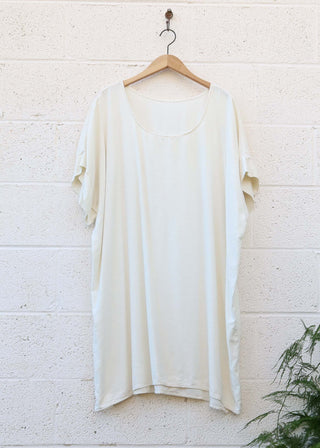 SALE - Everyday Magnolia Short Kaftan / Natural / 2XL - 3XL / Raw Silk (173)