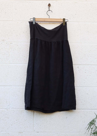 SALE - Anoki Below Knee Skirt / Midnight / XL / Hemp Linen (191)