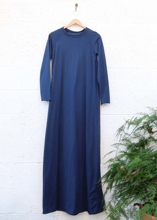 SALE - Crew Raglan Ojai Long Dress / Sapphire / S / Organic Cotton (195)