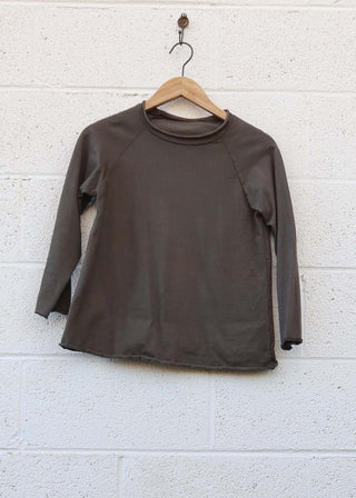 SALE - Crew Raglan Ojai Cropped Shirt / Olive / S / Organic Cotton (198)