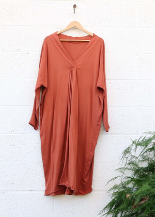 SALE - Lhasa Below Knee Kaftan / Terra-cotta / M-XL / Organic Cotton (211)