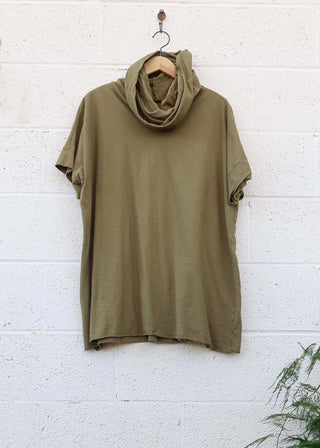 SALE - Chunky Cowl  Magnolia Tunic / Spinach / 2XS-S / Light Hemp (220)