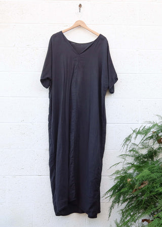 SALE - Sita Poppy Long Kaftan / Midnight / M-XL / Double Gauze (253)