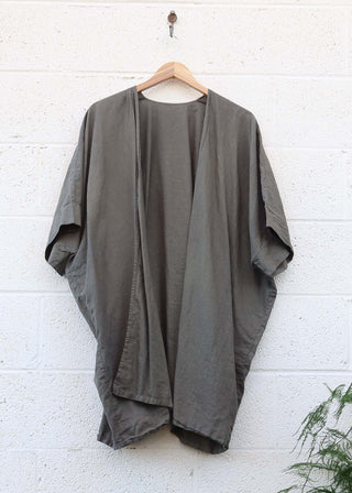 SALE - Magnolia Short Duster / Olive / One Size / Hemp Linen (259)