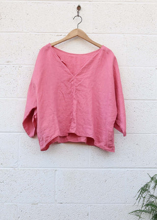 SALE - Sita Poppy Shirt / M-XL / Blush / Organic Linen (268)