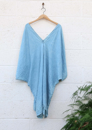 SALE - Flip V Migration Short Kaftan / M-XL / Indigo / Organic linen (274)