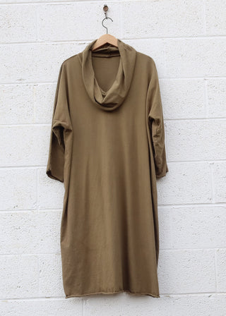 SALE - Nomad Poppy Below Knee Dress / M-XL / Spinach / Organic Cotton (376)