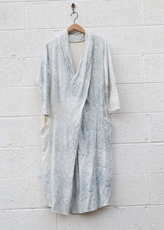 SALE - Shawl Collar Origami Below Knee Dress / M / Indigo -All / Organic Cotton (388))