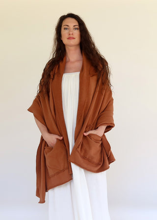 SAMPLE SALE - Hooded 2 Yard Wrap / OS / French Terry / Squash / (165)