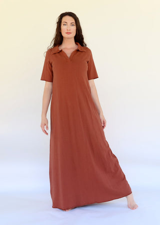 SAMPLE SALE - Preppy Ojai Long Dress / S / Squash / Med Hemp / (96)