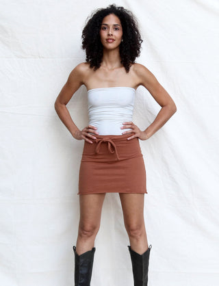 Drawstring Waist Simplicity Mini Skirt