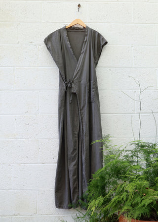 SAMPLE SALE - Ryokan Long Dress / XXS - S / Hemp/Cotton / Olive (22)