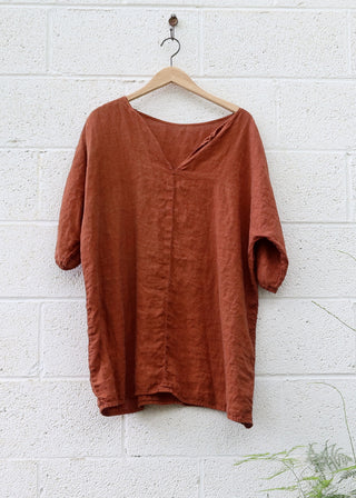 SAMPLE SALE - Sita Poppy Tunic / 2XS-S / Linen / Squash (65)