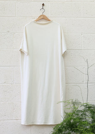 SAMPLE SALE - Roll Neck Poppy Below Knee Dress / 2XS-S / French Terry / Natural (76)