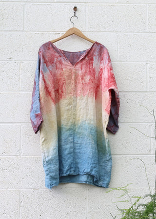 SAMPLE SALE - Sita Poppy Short Kaftan / 2XS-S / Linen / Rainbow / (98)