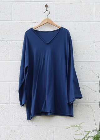 SAMPLE SALE - Ritual Kimono Tunic Kaftan / 2XS-S / Organic Cotton / Sapphire / (108)