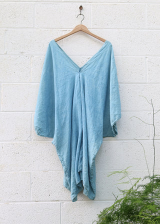 SAMPLE SALE - Flip V Migration Short Kaftan / OS / Linen / Indigo / (142)