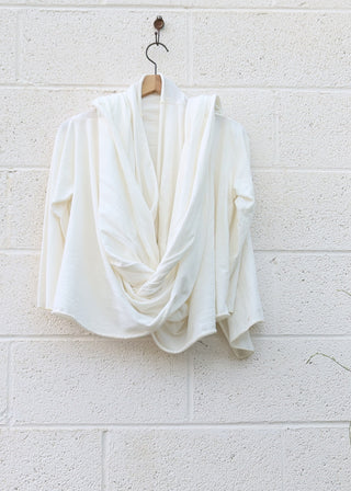 SAMPLE SALE - Cocoon Wrap Around Cropped Jacket / S / Light Hemp / Natural / (186)