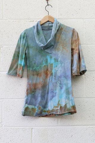 OOAK - Many Moons Bell Sleeve Shirt/ XS / Organic Cotton / Ice Dye (274)