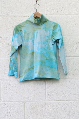 OOAK - Turtleneck Simplicity Cropped Shirt / XS / Tissue Hemp / Ice Dye (312)