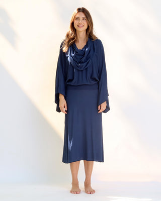 Super Cowl Birdie Banded Simplicity Below Knee Dress