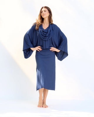 Super Cowl Birdie Banded Simplicity Below Knee Dress