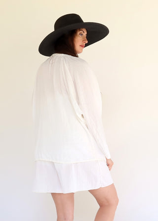 Drawstring Collar Bumble Bee Shirt Kaftan