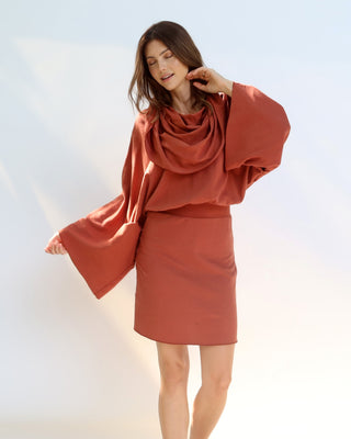 Super Cowl Birdie Banded Simplicity Short Dress