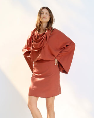 Super Cowl Birdie Banded Simplicity Short Dress