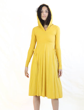 Hooded Eclipse Perfect Pockets Below Knee Dress