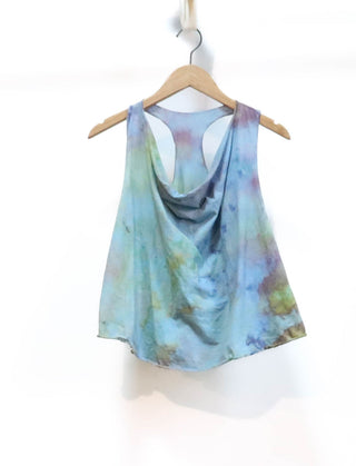 OOAK -  Float Neck Racerback Wanderer Cropped Shirt / S / Tissue Cotton / Ice Dye (63)