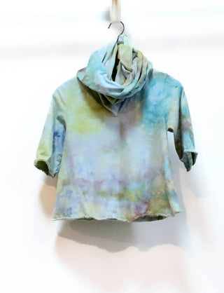 OOAK -  Chucky Cowl Wanderer Cropped Shirt / XS / Organic Cotton / Ice Dye (320)