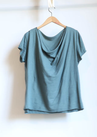 Sale - Float Neck Simplicity Shirt / 2XL  / Light Hemp/Organic Cotton / Seafoam (146)