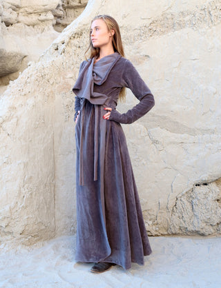 Belted Cocoon VELOUR Long Jacket