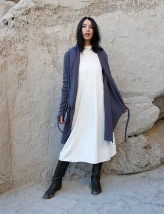 Hooded Cocoon Belted Tunic Jacket