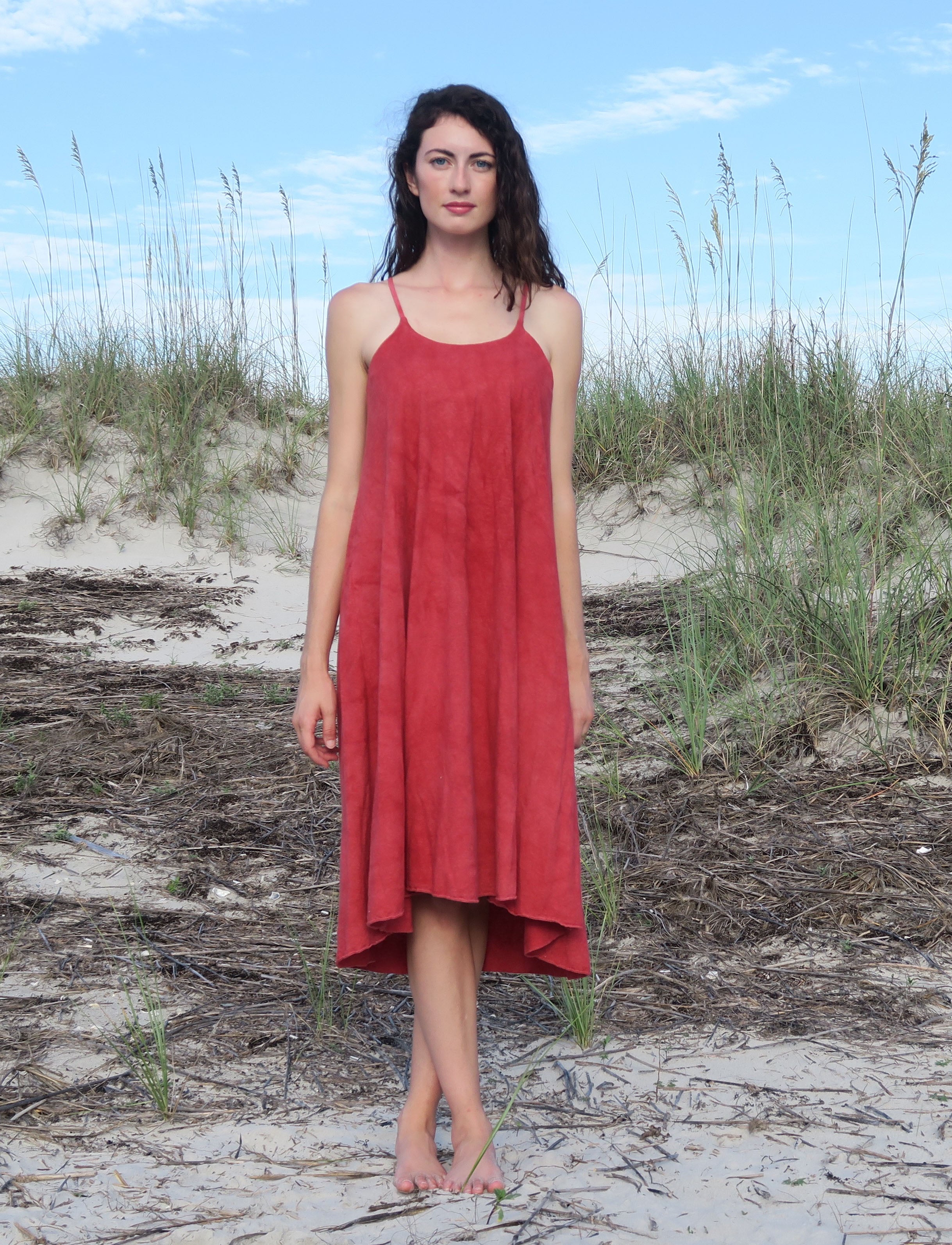 Adjustable Strap Built In Bra Wanderer Below Knee Dress Adjustable Strap Built In Bra Wanderer Below Knee Dress
